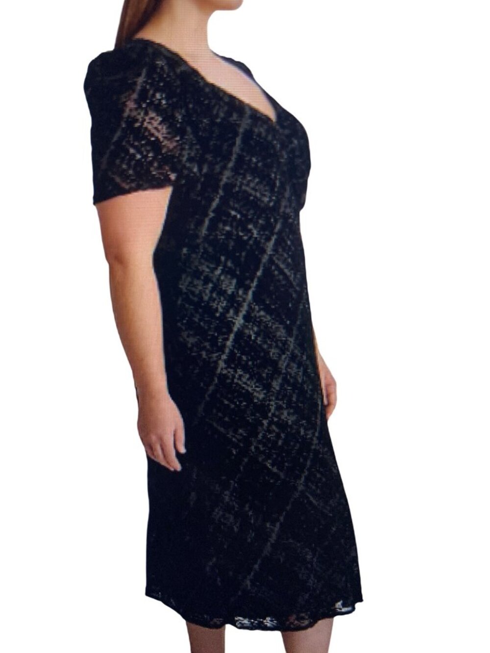 DKNY Plus Size Textured Sweetheart-Neck Midi Dress  Black 16W NWT